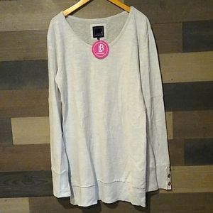 NWT Lily & Lottie Tunic Button Cuff Hthr Lt gray / Mushroom Women's Sz XXL  2X
